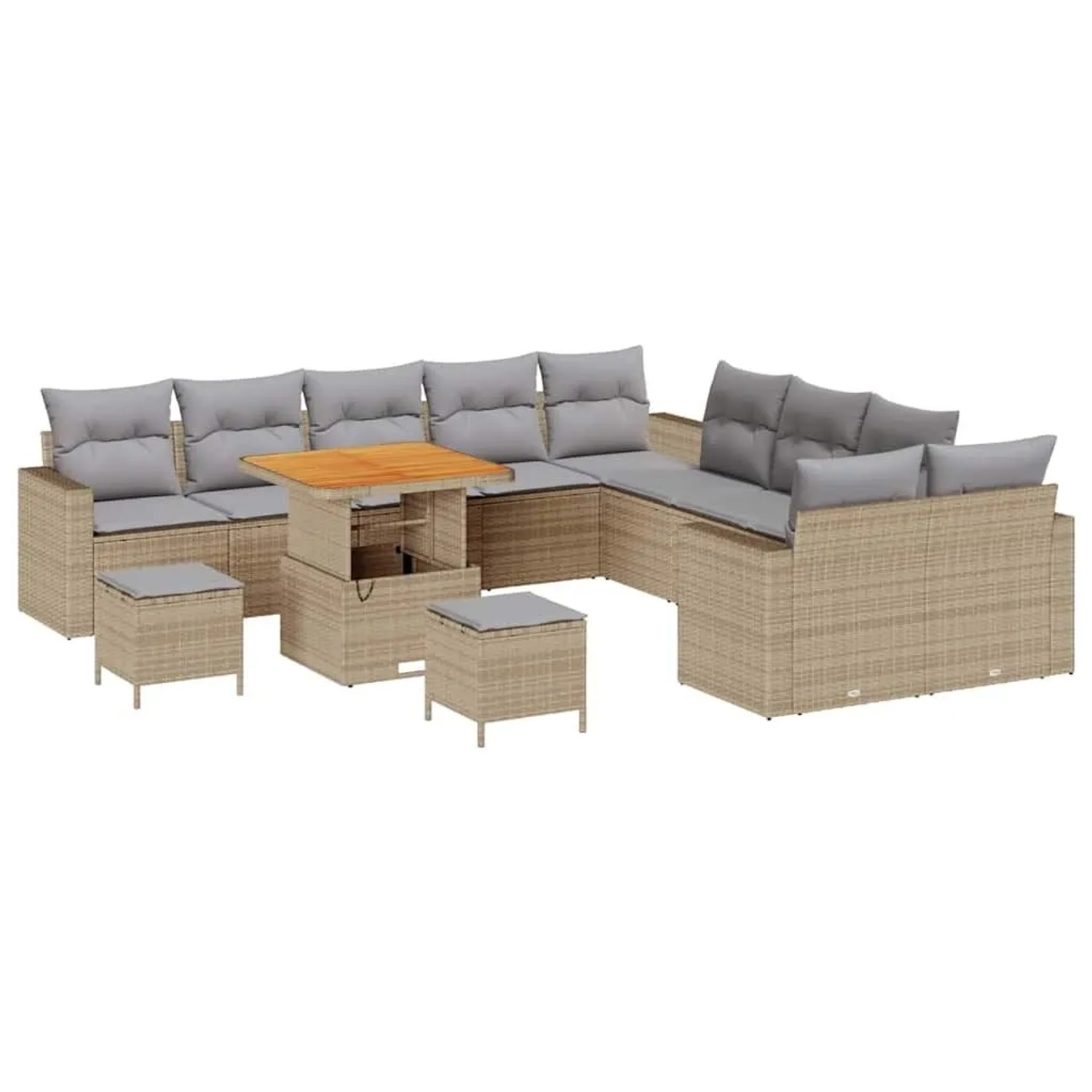 vidaXL Gartensofa-set mit Kissen 17-Tlg Beige und Hellgrau Poly-Rattan 3363 günstig online kaufen