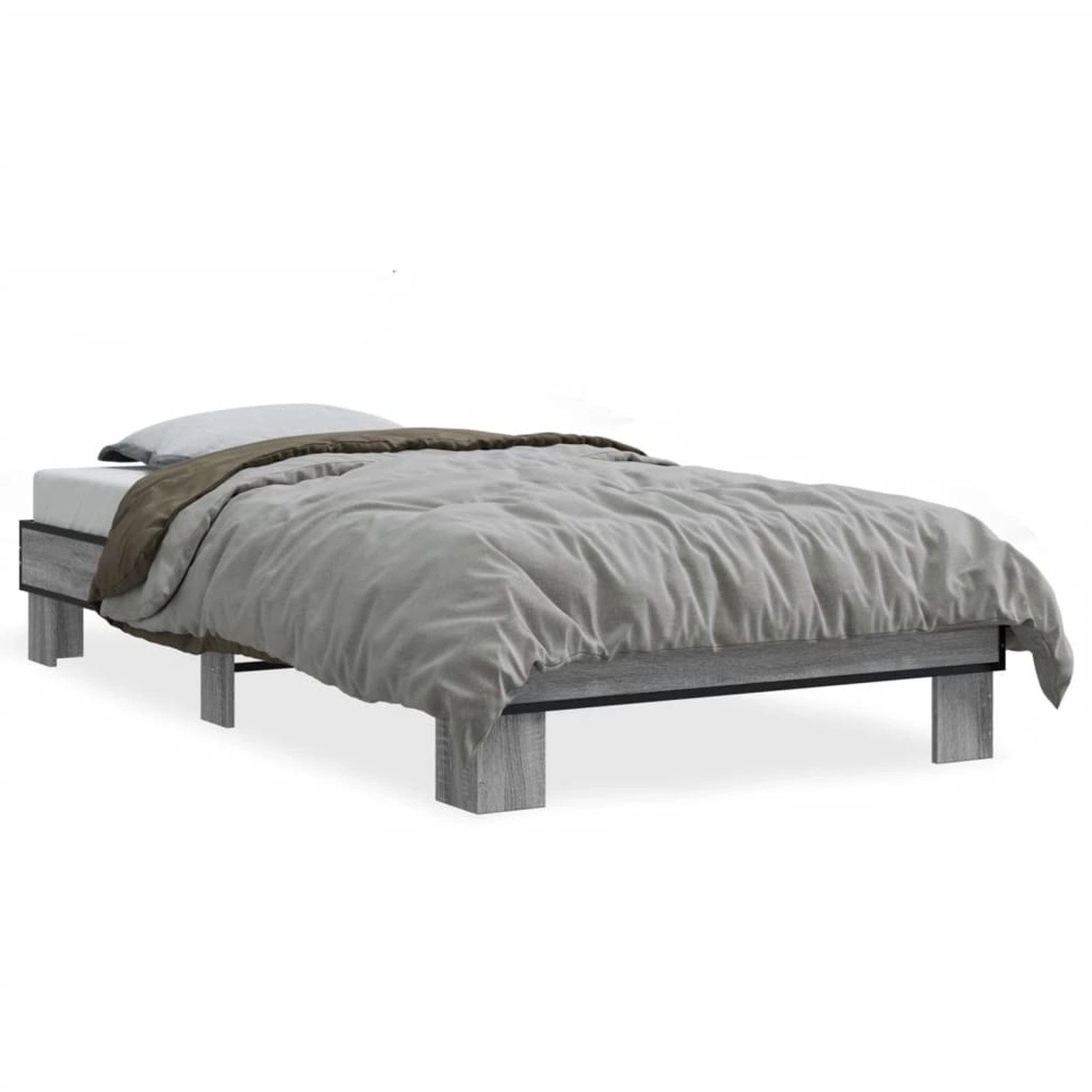 vidaXL Bettgestell Grau Sonoma 90x200 cm Holzwerkstoff und Metall 845875 günstig online kaufen