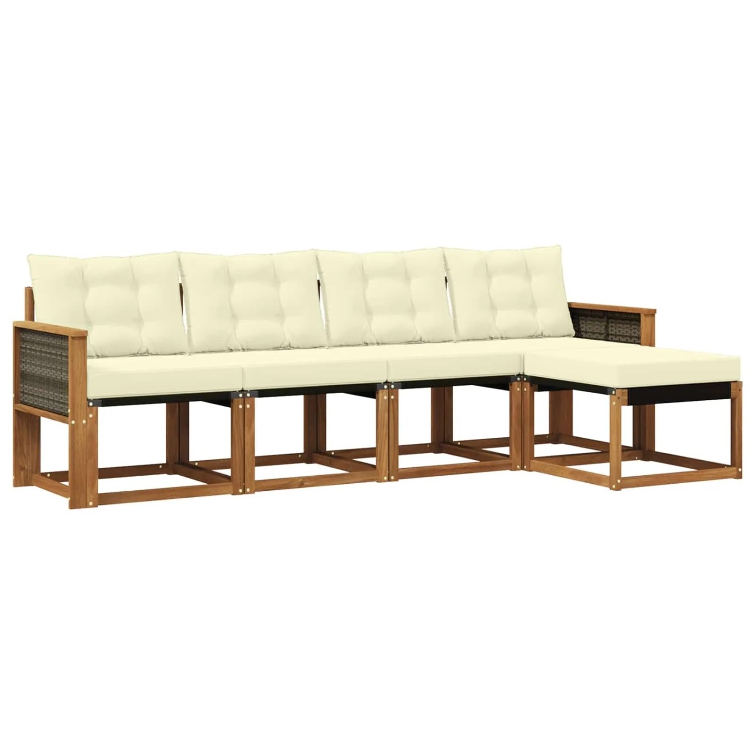 vidaXL Outdoor-Sofagarnitur mit Kissen 5 Stk Natur und Creme 3381882