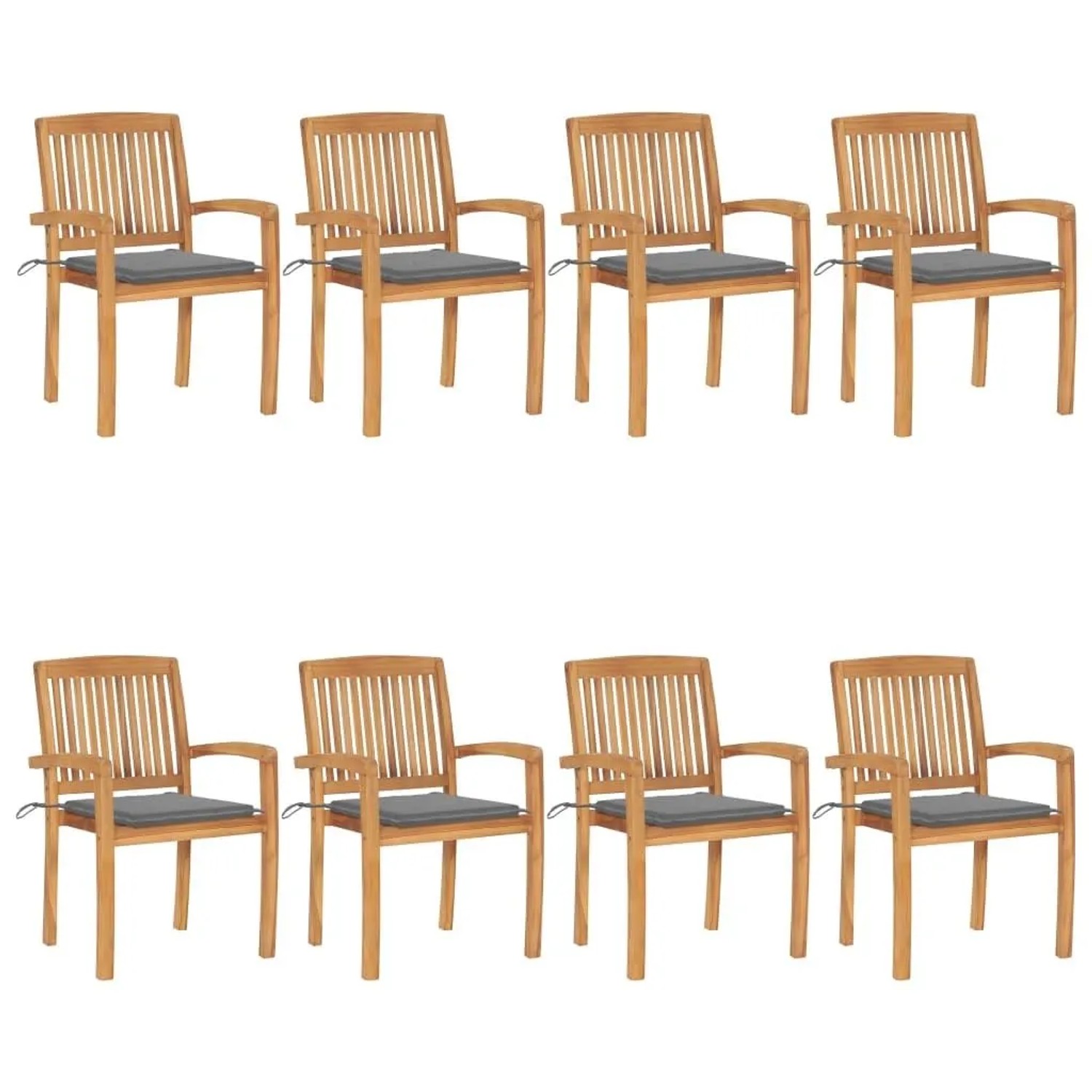 vidaXL Stapelbare Gartenstühle mit Kissen 8 Stk Massivholz Teak 3073241 günstig online kaufen