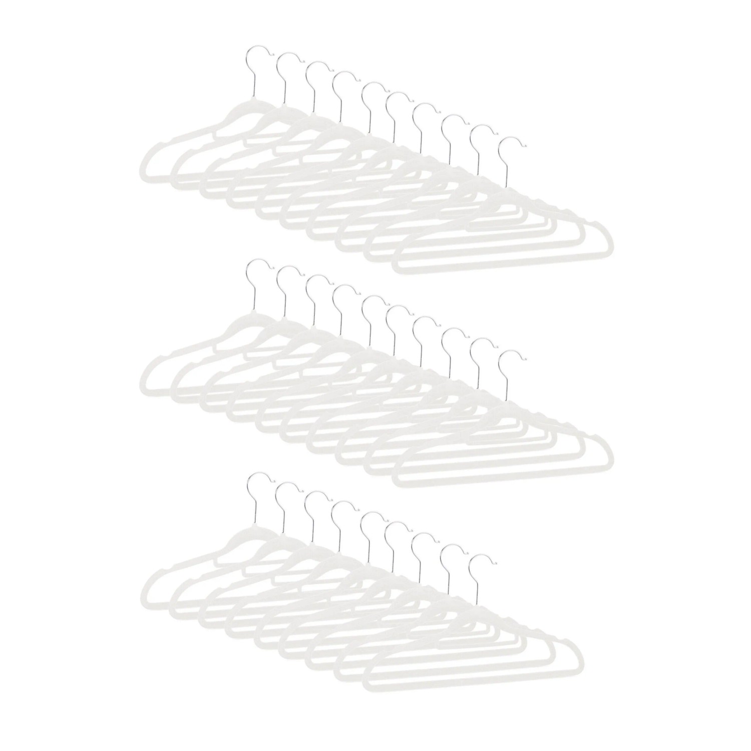 Relaxdays Kleiderbügel Set Samt Eisen Weiß Rutschfest Drehbar 22 cm x 41,5 cm x 0,3 cm 60 g 30er-Pack