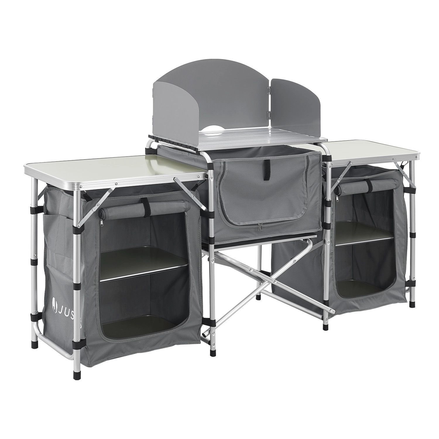 Juskys Campingküche Garda 175 x 40 x 111 cm mit Tasche Grau
