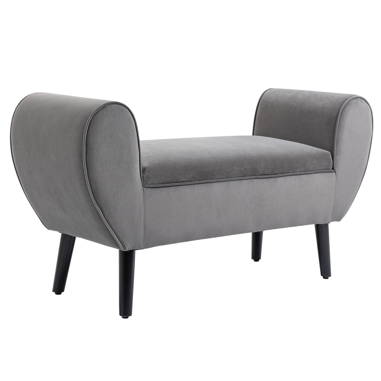 HOMCOM Sitzbank mit Stauraum Samtartiges Polyester Gummiholz Grau 118 x 42 x 66cm