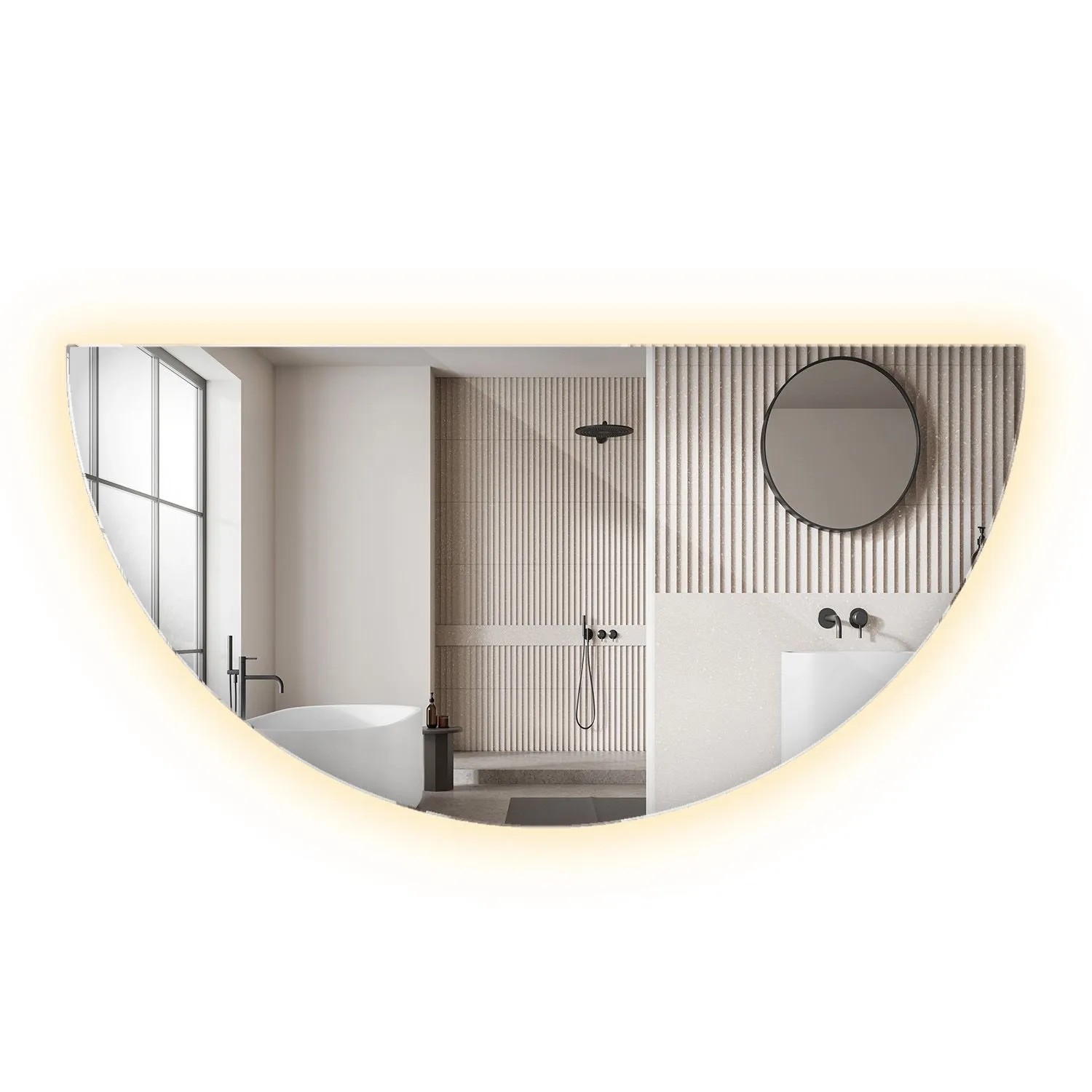 Wallfluent Beleuchteter Spiegel 30x60 cm Moderne Bogenform Mit Warmweiß 3000K Für Bad Schlafzimmer Und Flur