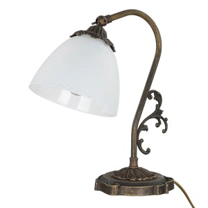 Licht-Erlebnisse Tischlampe Messing Glas 30 cm Schwenkbar E14 In Bronze Antik Weiß