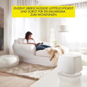 UHU Luftentfeuchter Ambiance Turbo Tab, anthrazit, im Wohnraum.
