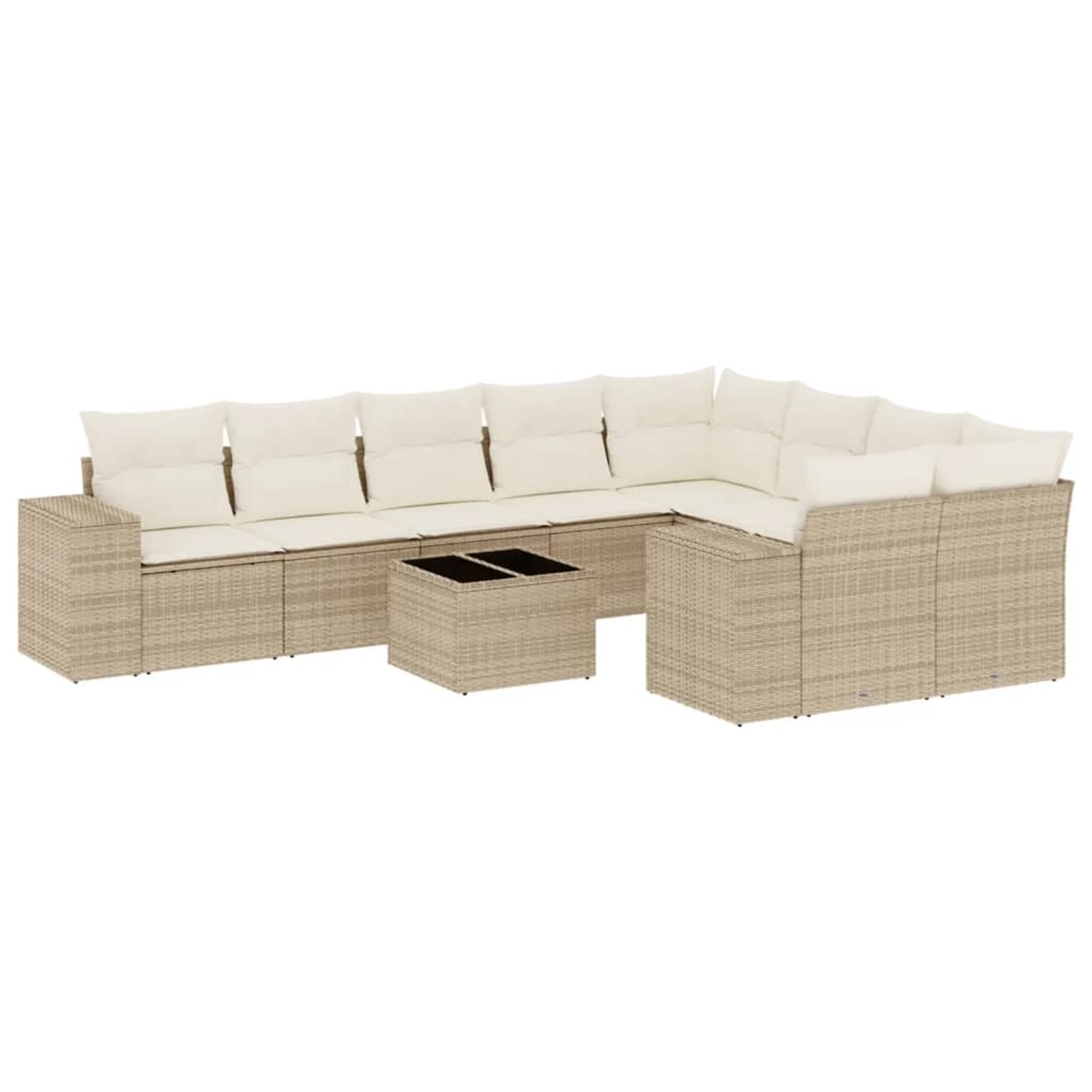 vidaXL 10-Tlg Garten-Sofagarnitur mit Kissen Beige Poly Rattan 3223047 günstig online kaufen