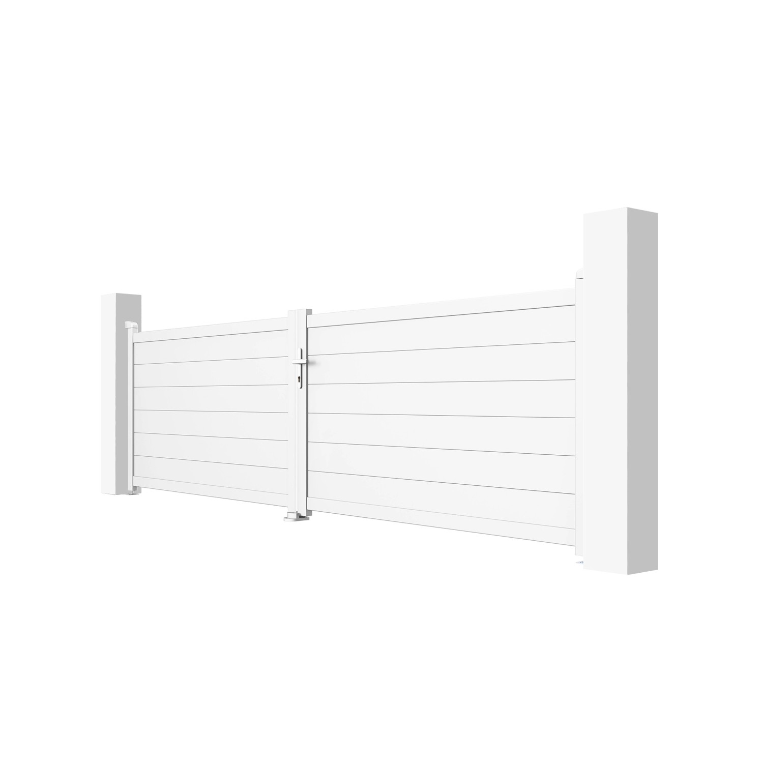 Weißes Casanoov Flügeltor Eiger 4M mit elektrischem Drehtorantrieb Hicker B200.