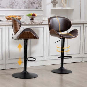 PXloue 2er-Set Barhocker Drehbar mit Sitzkissen und Fußstützen Kunstleder Braun