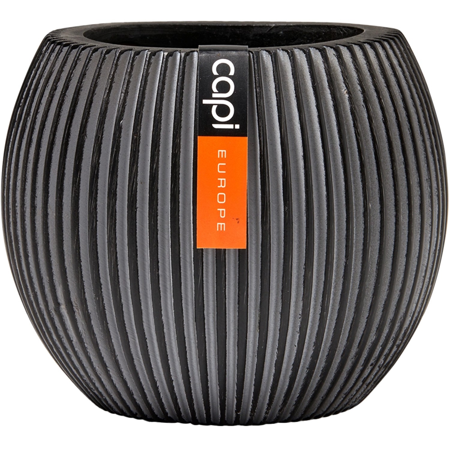 Capi Pflanztopf Groove Kugel Schwarz 22 cm x 18 cm