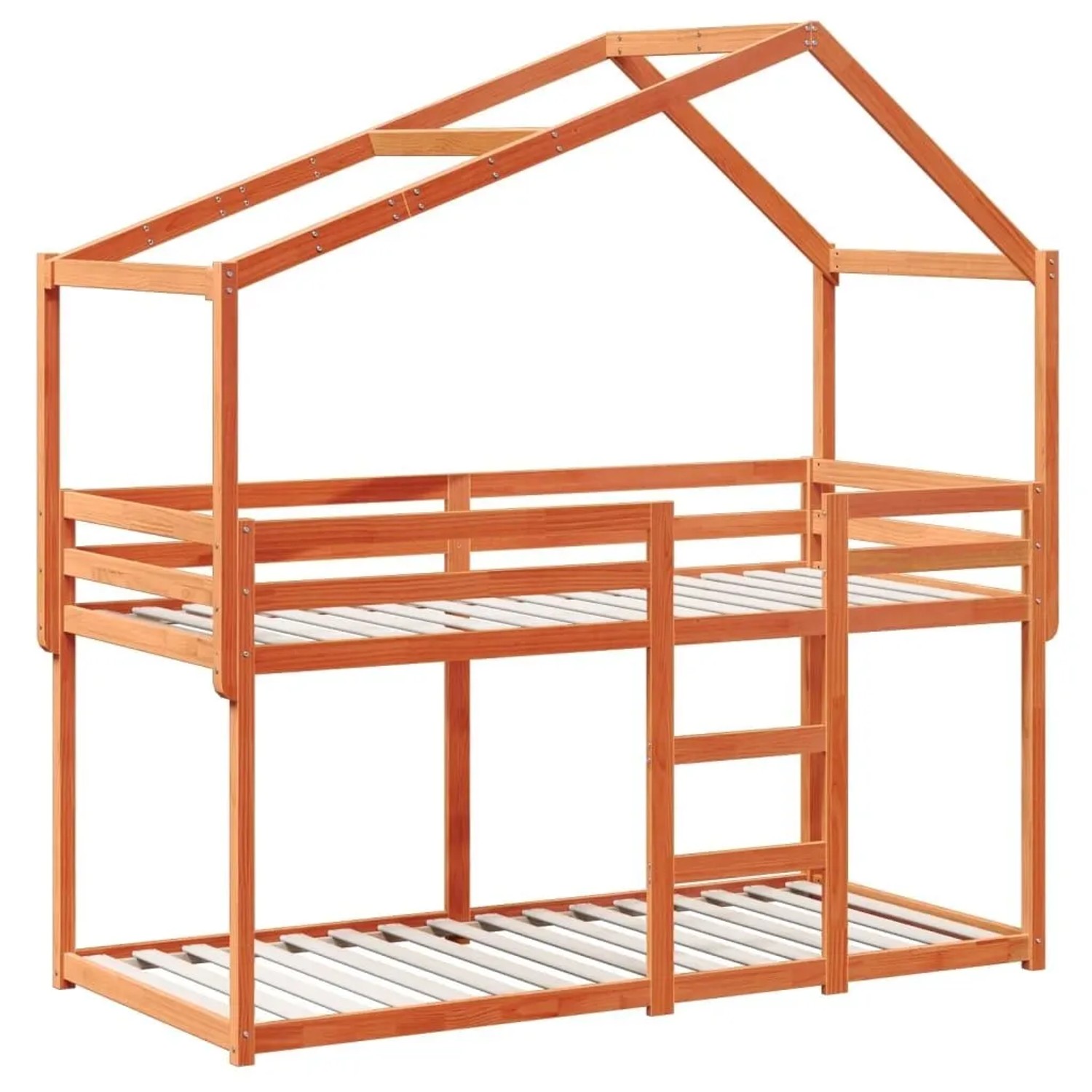 vidaXL Etagenbett mit Dach Wachsbraun 75x190 cm Massivholz Kiefer 3282051 günstig online kaufen