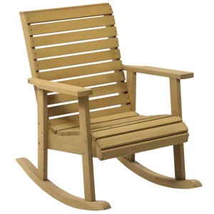 Outsunny Schaukelstuhl aus Tannenholz, brauner Gartenstuhl mit Armlehnen für Terrasse und Garten.