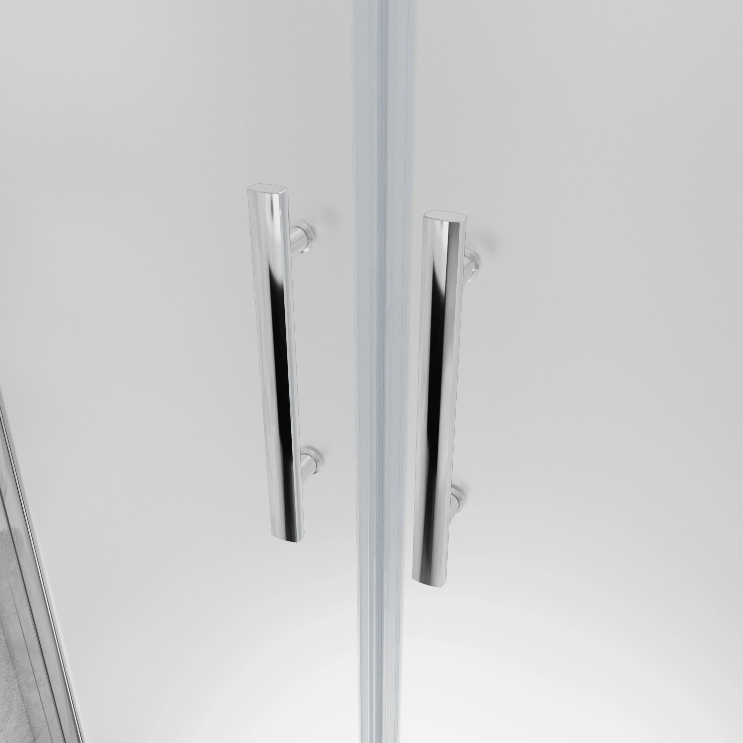 Detailansicht: AICA Doppeltür 100x195cm Milchglas mit Chromgriffen für Dusche.