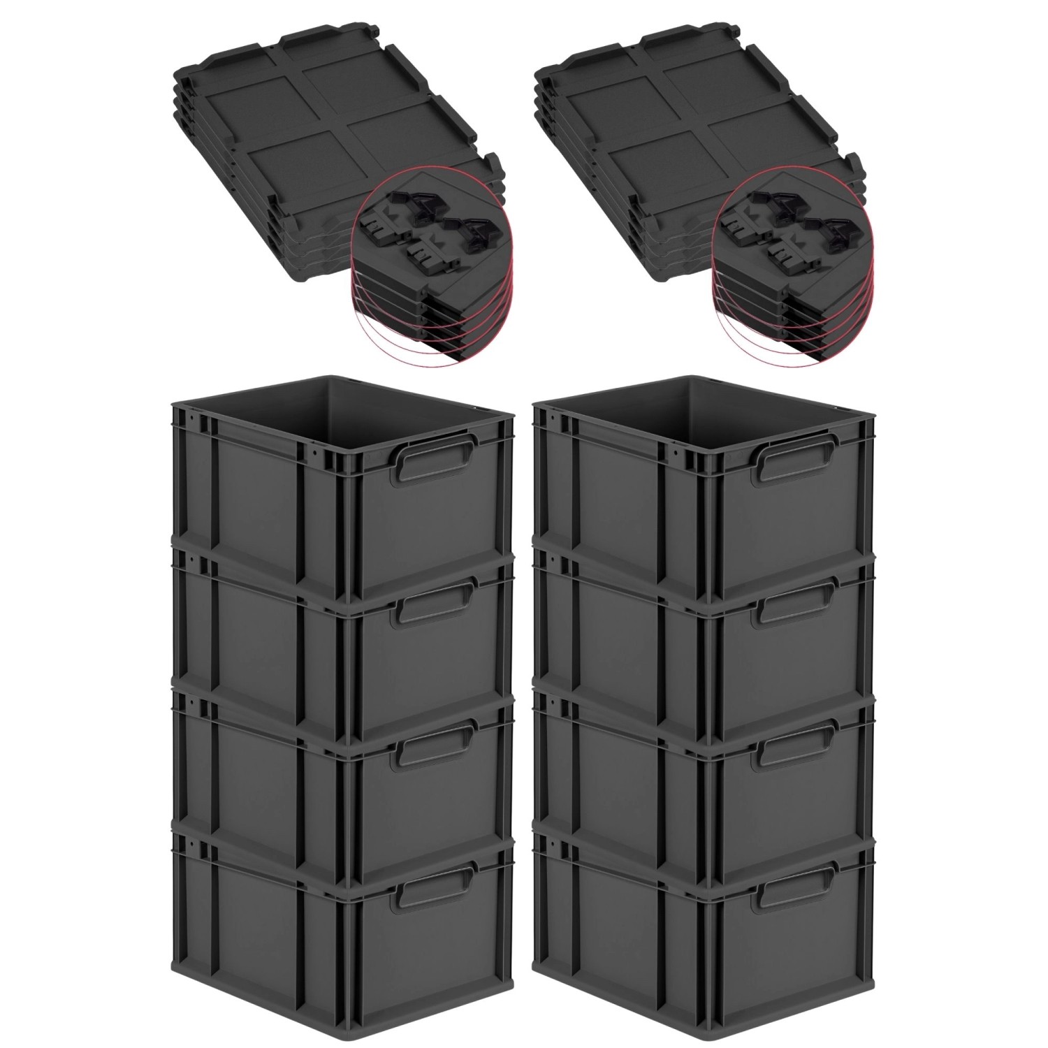 PROREGAL SuperSparSet 8x Eurobox Nextgen Color Mit Scharnierdeckel HxBxT 22 günstig online kaufen