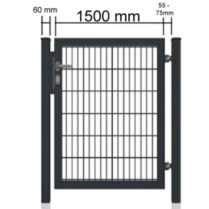 Gartentor für Doppelstabmattenzaun, Vollrahmen, Anthrazit, 150x80 cm, Ansicht