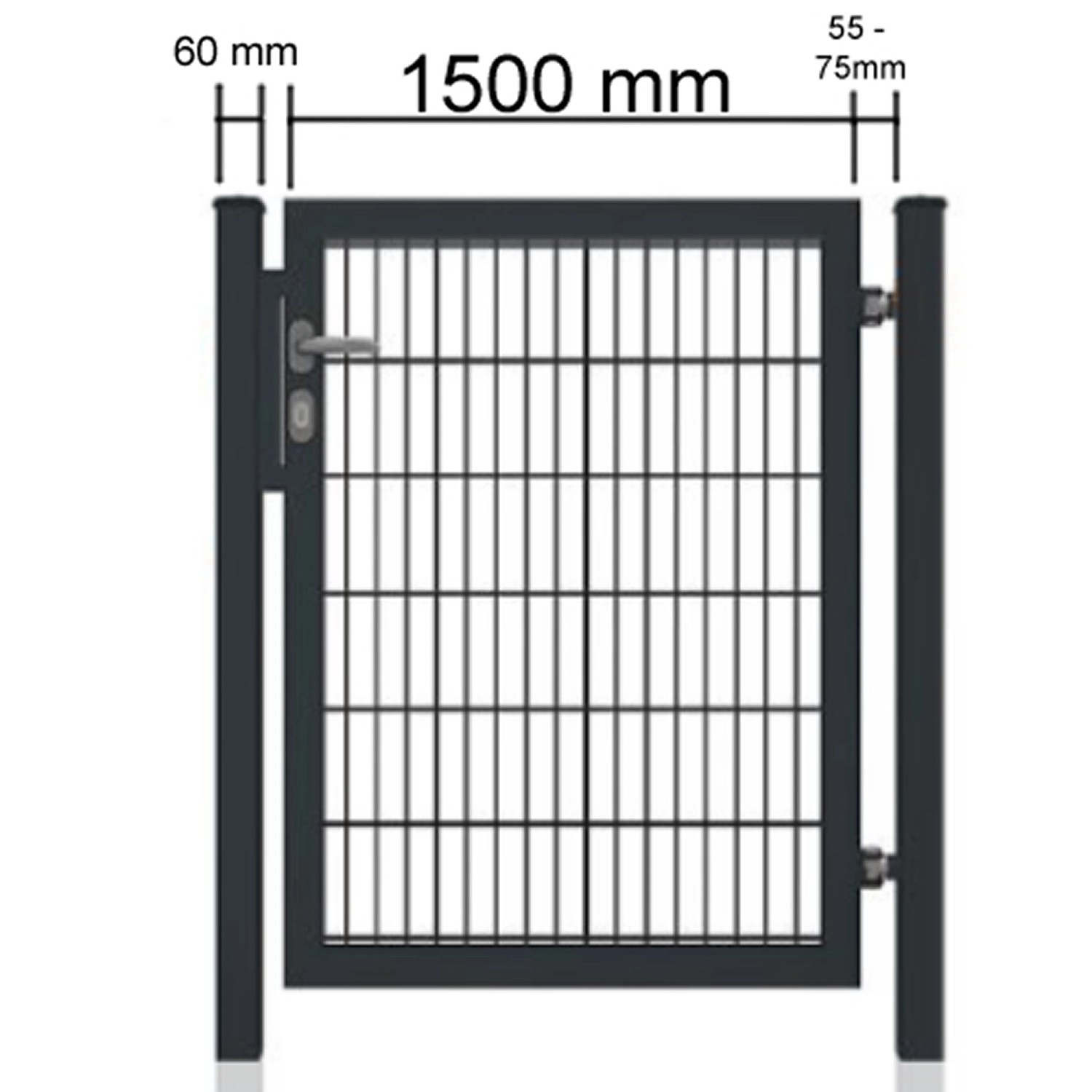 Gartentor für Doppelstabmattenzaun, Vollrahmen, Anthrazit, 150x80 cm, Ansicht