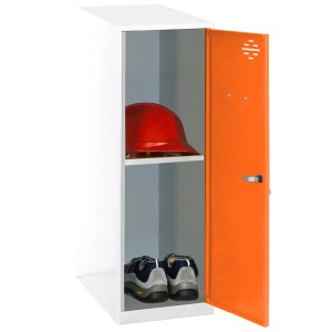 PROREGAL Schließfachschrank AMEGO HxBxT 91,5 x 30 x 50 cm 1x Fachboden Ohne Standfüße Orange-Weiß Spind Schließfach
