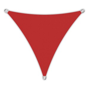 Weinrotes Toldoro Sonnensegel Dreieck (4,6m) mit UV-Schutz und Edelstahlösen für Terrasse und Garten.