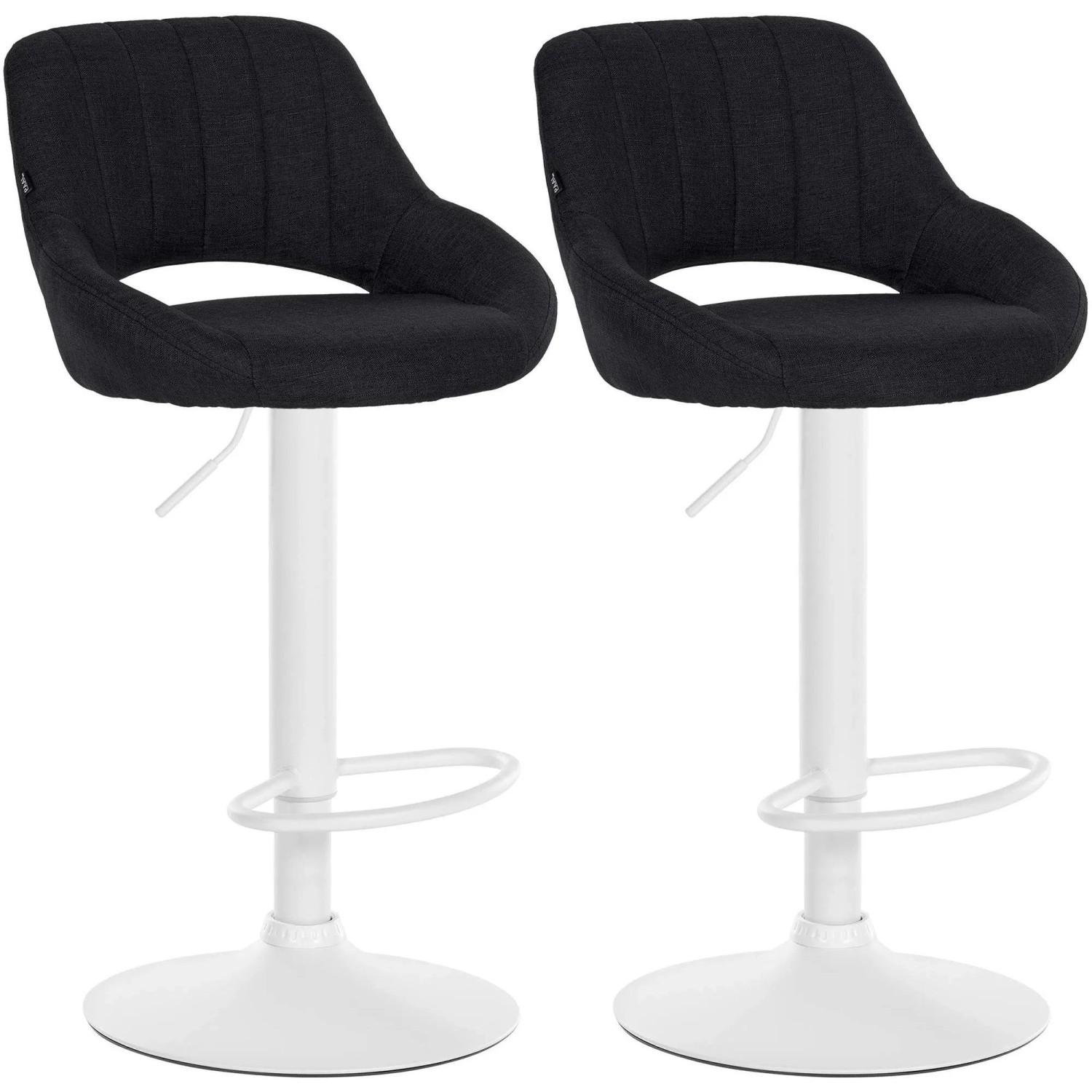 DELUKE 2er Set Barhocker SEGAD Stoff Schwarz 47x48x85cm Weiß Barstuhl Mit Lehne Tresenhocker Tresenstuhl