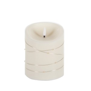 Cremefarbene FlowerPower LED-Echtwachskerze Corro Elephant, Ø 10x12 cm, für den Außenbereich.