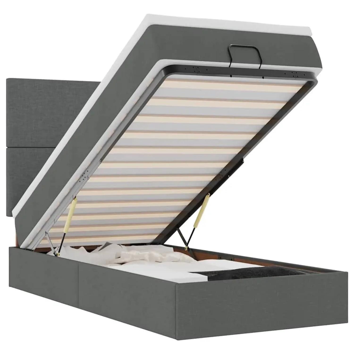 vidaXL Ottomane Bett mit Matratze und LEDs Dunkelgrau 80x200 cm Stoff 3313879