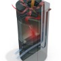 Schnittansicht Aduro 9.3 Kaminofen: Luftzirkulation im Stahl Kaminofen mit Automatik.