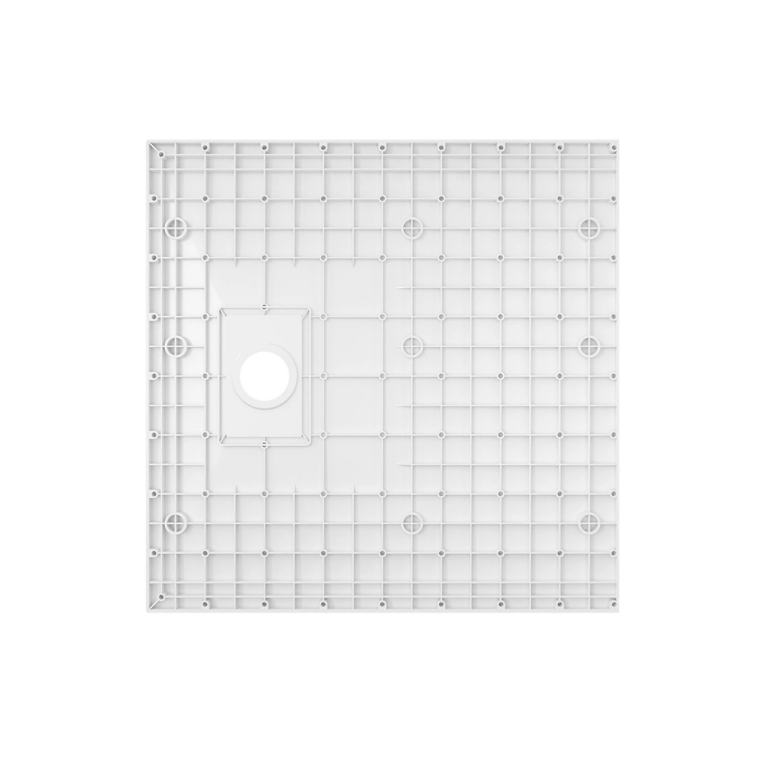 Aquabatos Duschwanne 90x90 cm, weiße, rutschfeste Duschtasse mit Steinoptik, Unterseite.