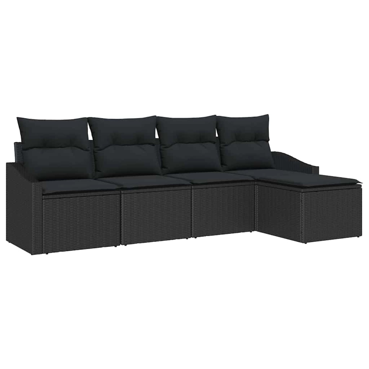 vidaXL Garten-Sofa-Set 5-Tlg Schwarz Poly Rattan 3346683 günstig online kaufen