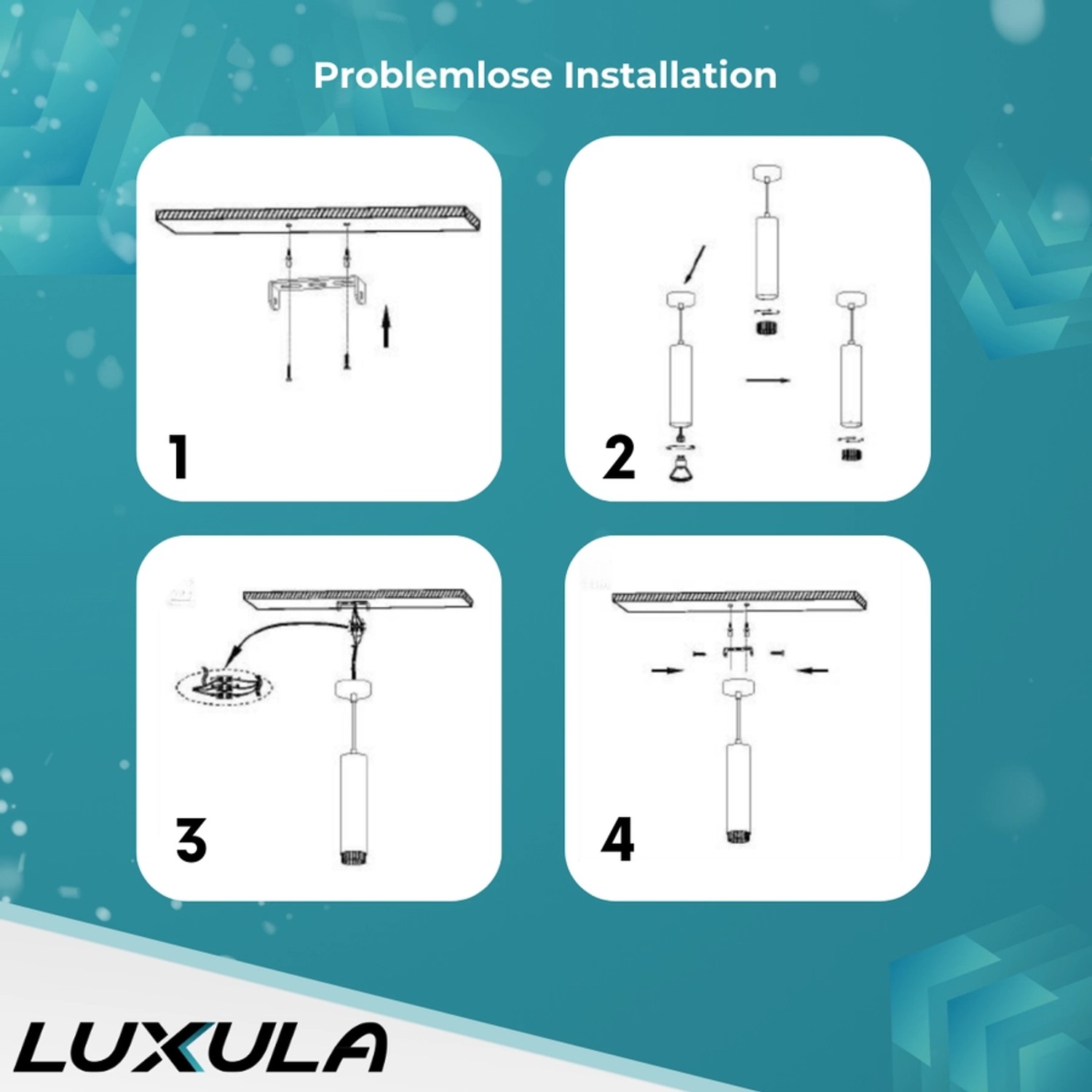Montageanleitung für LUXULA Hängelampe Zylinder Design, Schritt für Schritt erklärt.