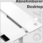Detailansicht: Weißer, höhenverstellbarer Schreibtisch 140x70 mit Bedienelementen.