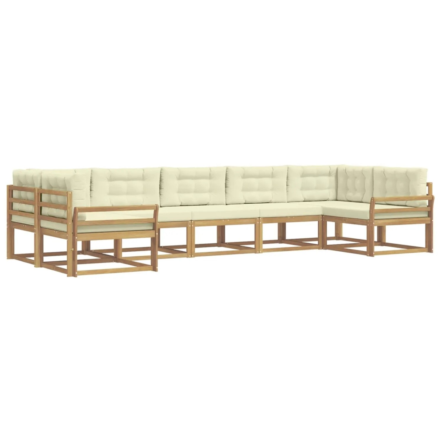 vidaXL Outdoor-Sofagarnitur mit Kissen 7 Stk Weiß und Creme 3386969