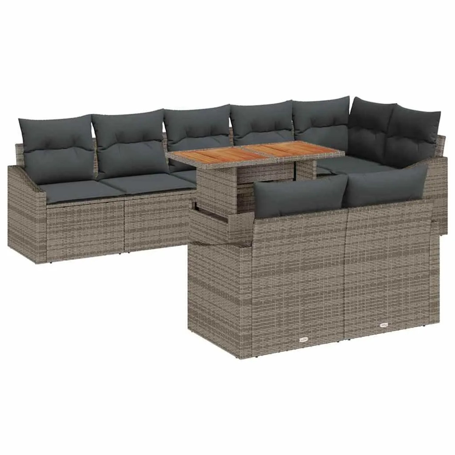 vidaXL Garten-Sofa-Set mit Kissen 9-Tlg Grau und Braun 3349852