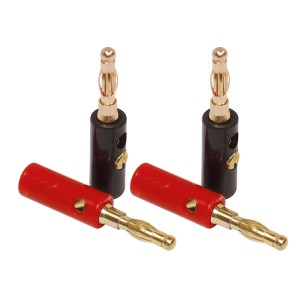 Dynavox Bananenstecker Set, 4 Stück: 2 rote und 2 schwarze Stecker mit vergoldeten Kontakten.