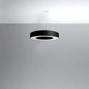 Schwarzer Sollux Lighting Kronleuchter Saturno Slim 50, runde Deckenleuchte im minimalistischen Design.