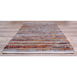 Bestlivings Leder Flickenteppich, 70x180 cm, braun. Moderner Teppich für Wohnräume.