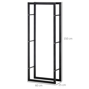 HOMCOM Kaminholzregal aus Stahl, schwarz, für Innen und Außen. Zubehör für Kamine & Öfen.