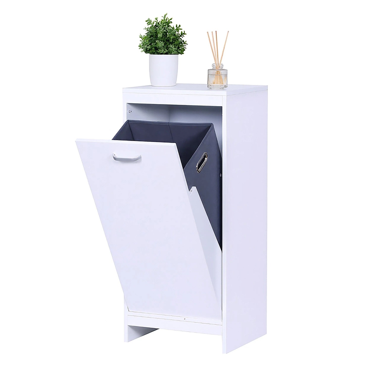 Relaxdays Wäscheschrank Faserplatte Weiß Mit Wäschesack 90 Cm X 40 Cm X 35 Cm