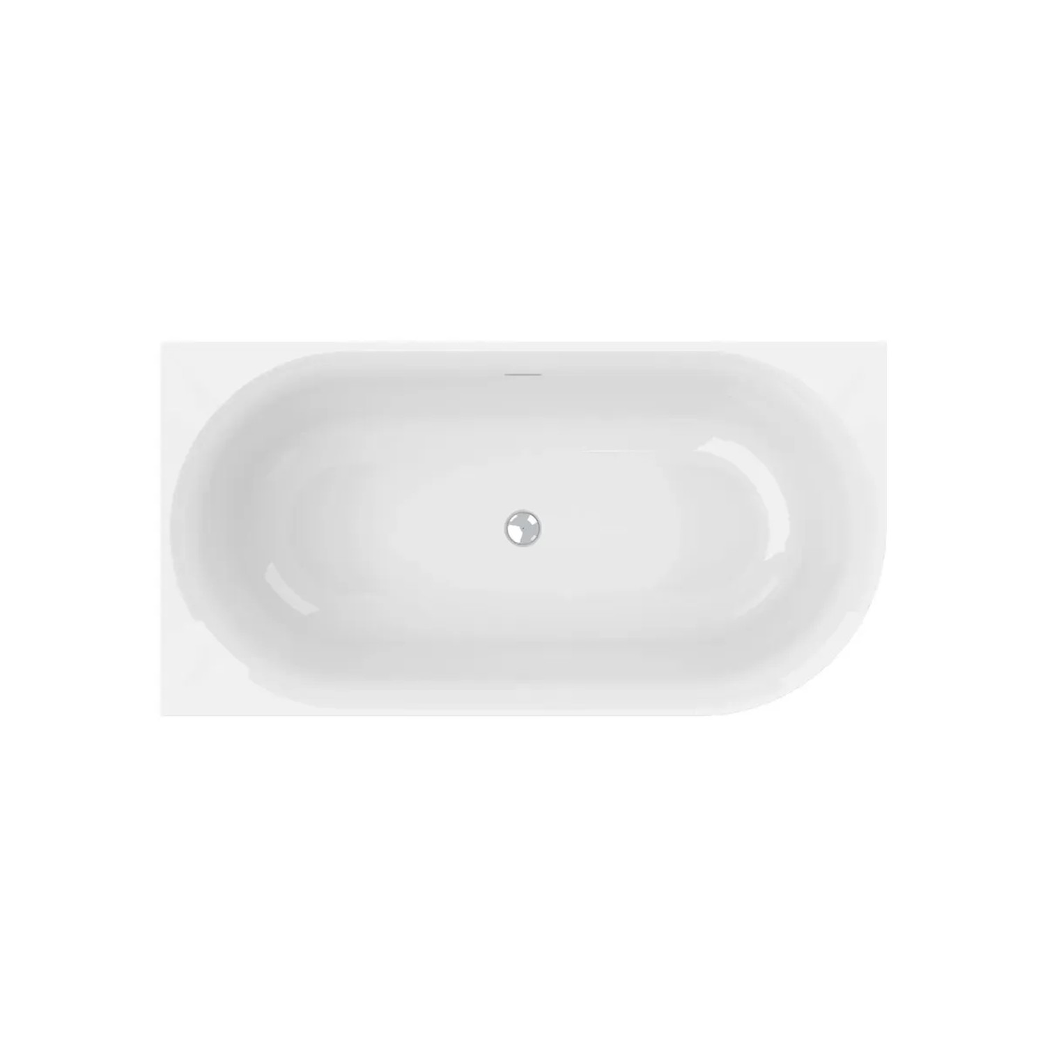 Weiße Ottofond Eckbadewanne Mince Corner XS Rechts, 155x80 cm, Draufsicht.