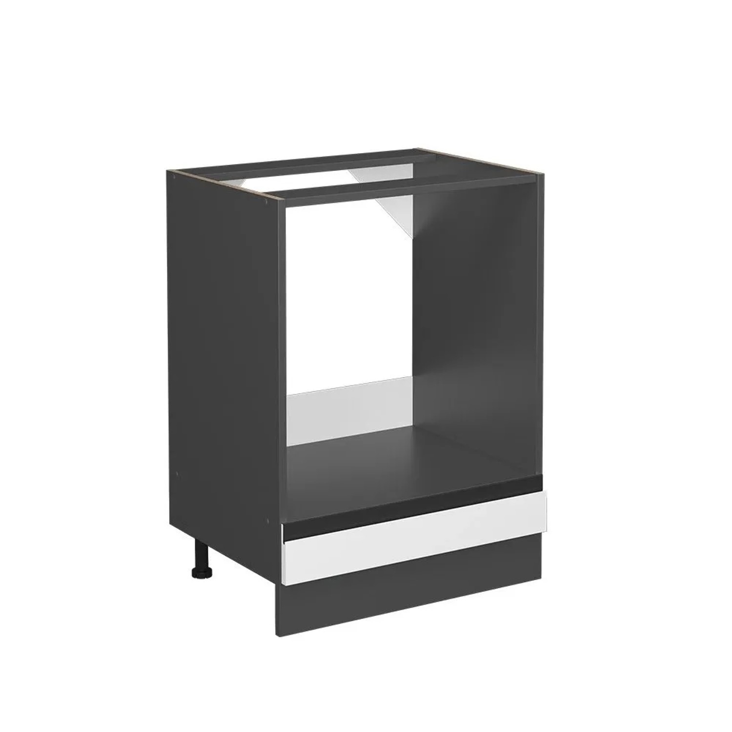 Vicco Herdumbauschrank R-Line Weiß Anthrazit 60 cm J-Shape ohne Arbeitsplatte
