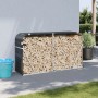 Anthrazitfarbener vidaXL Kaminholzunterstand aus verzinktem Stahl, gefüllt mit Holz.