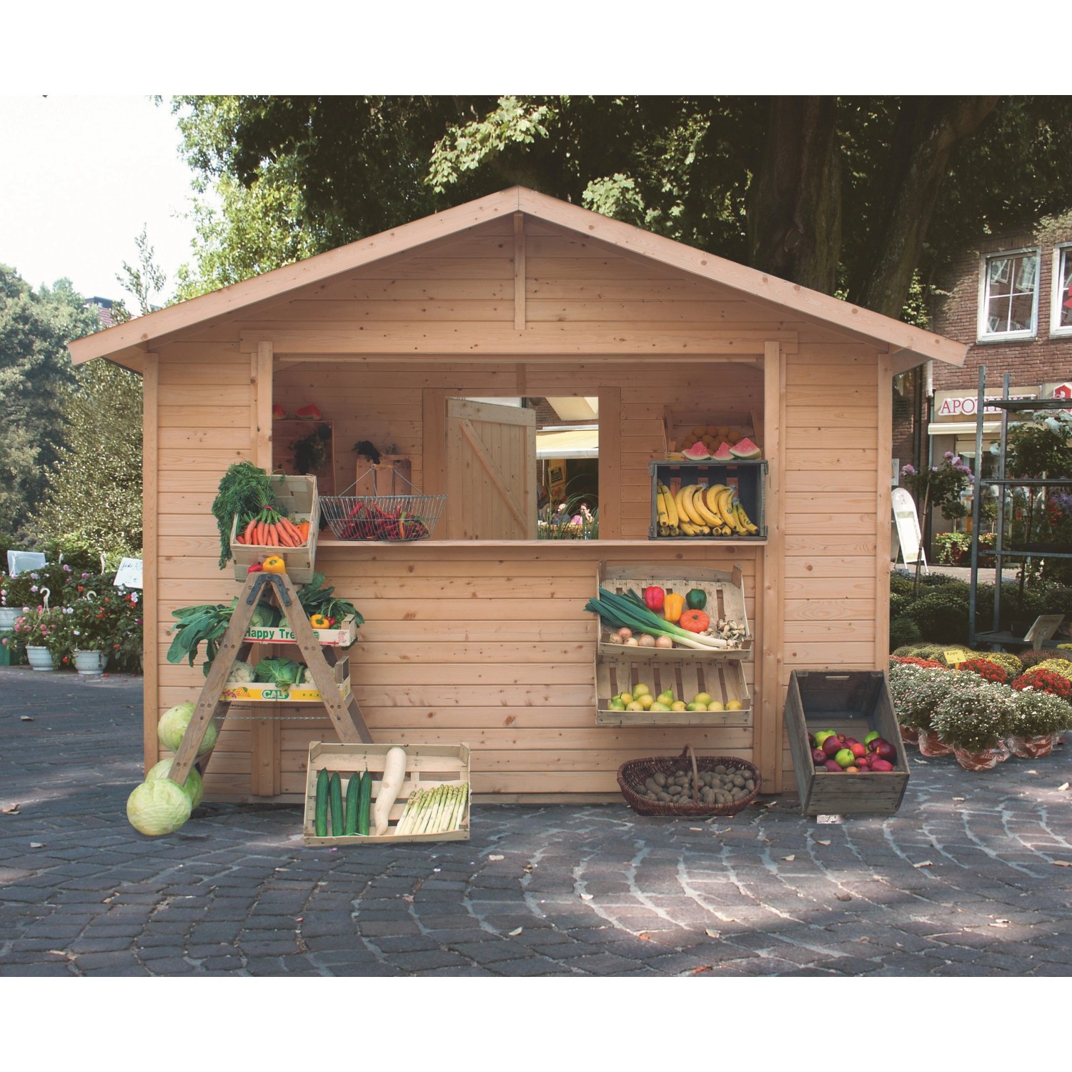 Karibu Marktstand Größe 2 Natur 303 cm x 202 cm