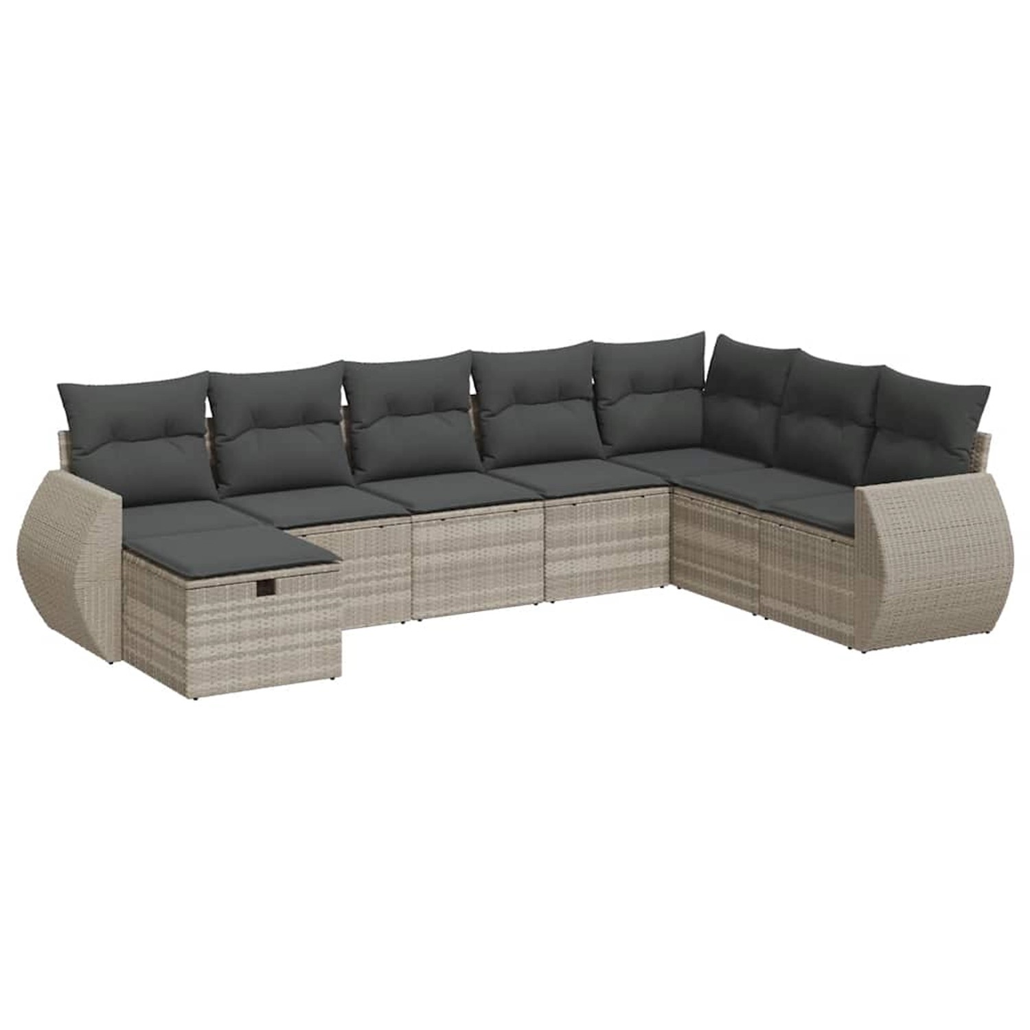 vidaXL 8-Tlg Garten-Sofagarnitur mit Kissen Hellgrau Poly Rattan 3325638 günstig online kaufen
