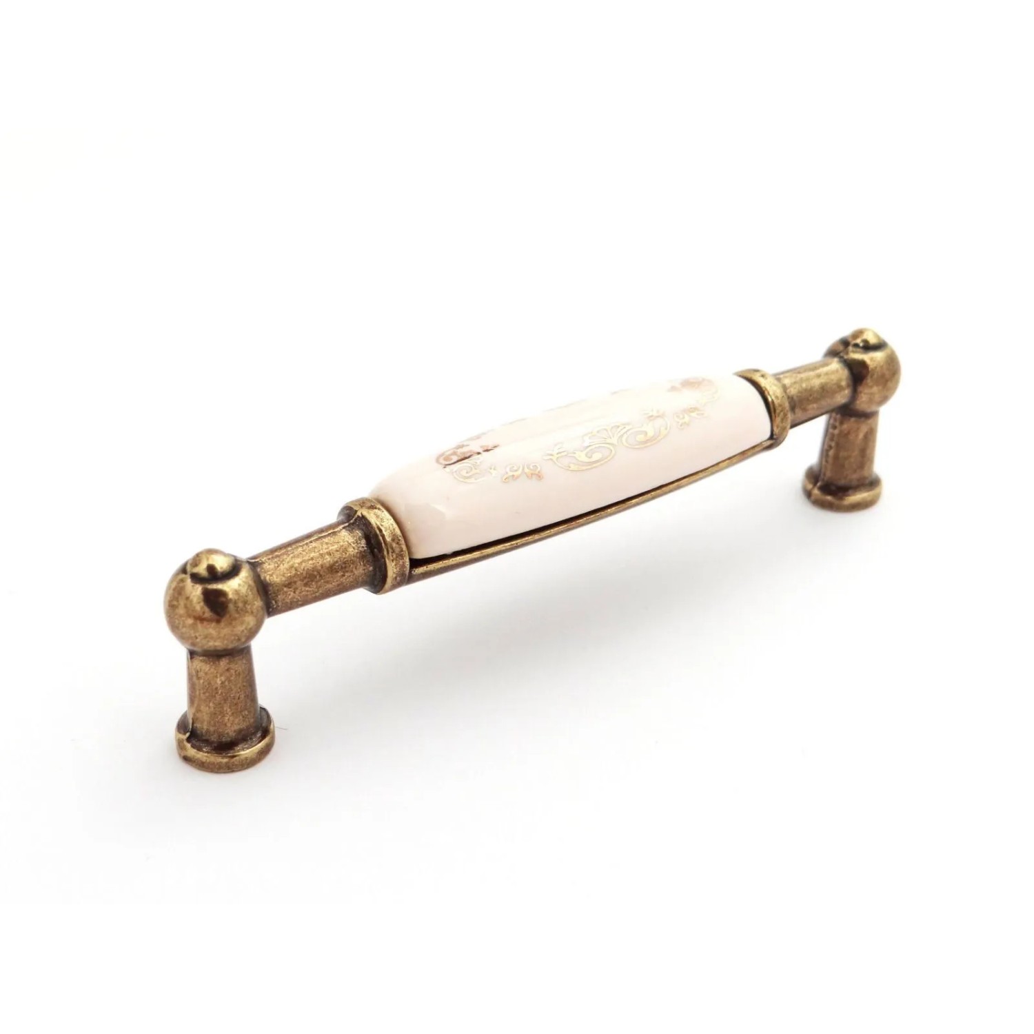 Thumbnail - SOTECH Porzellangriff LANDHAUS BA 96 mm Cremefarbig Messingoptik Gold