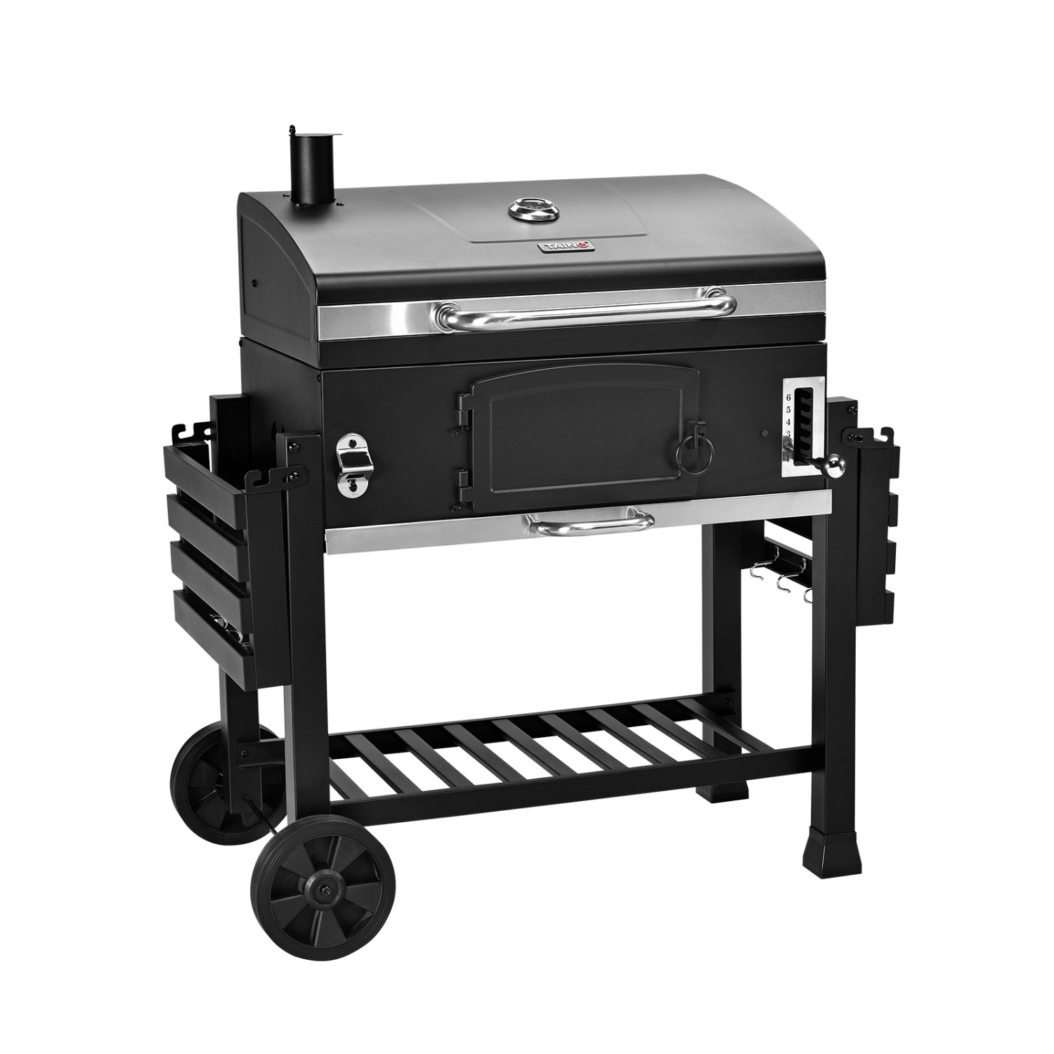 Taino Hero XXL Smoker Set Mit Haube Grillplatte BBQ Grillwagen Holzkohlegrill Grill Räucherofen_6