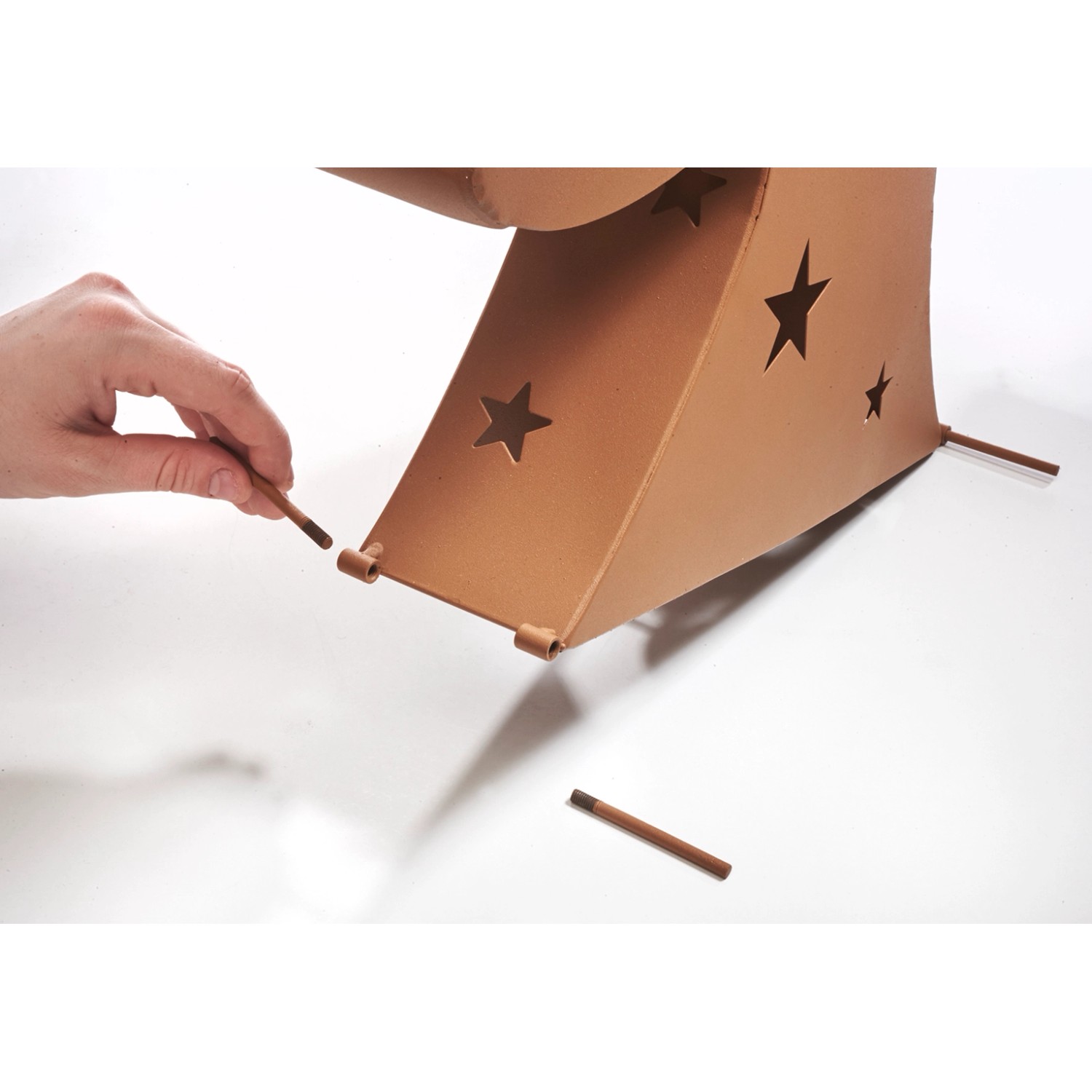 Kobolo Kerzenhalter Christmas, XL Metall Laterne in Rostoptik mit Sternen für Teelichter.