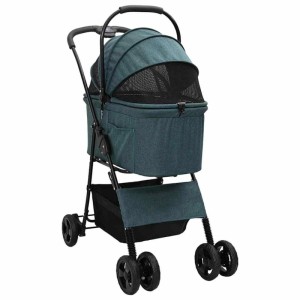 Grüner, faltbarer vidaXL Haustierwagen aus Polyester, ideal für kleine Hunde und Katzen.