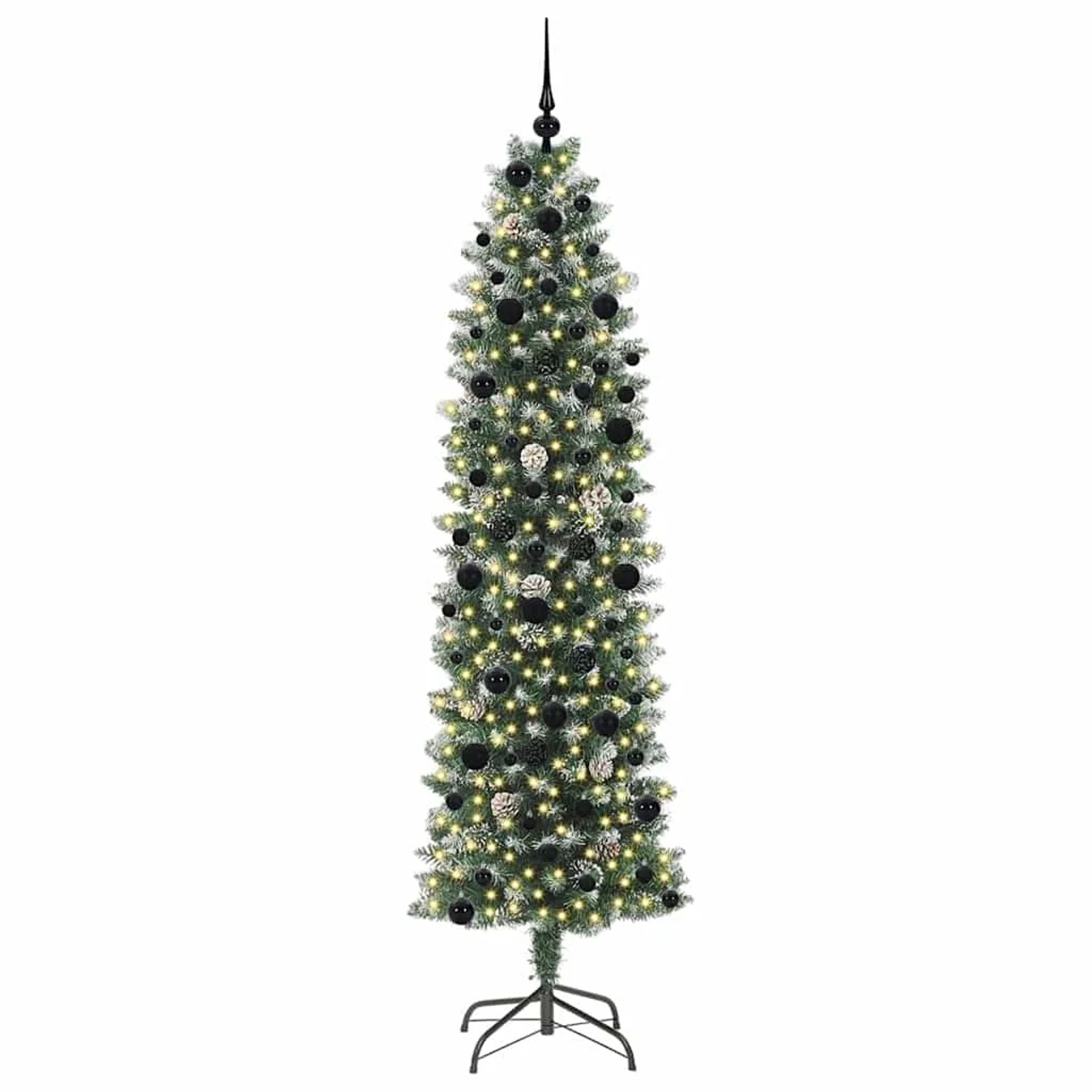 vidaXL Künstlicher Schlanker Weihnachtsbaum Grün und Weiß 240 cm 3395318