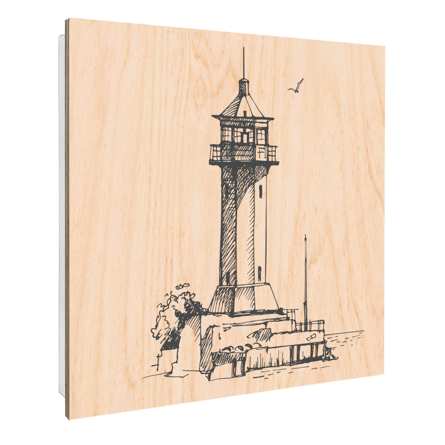 Banjado Schlüsselkasten mit Holzfront 30x30cm Weiß Scharnier Links 50 Haken günstig online kaufen