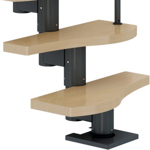Dolle Mittelholmtreppe Basel, Ahornstufen, anthrazitfarbenes Gestell. Variable Geschosshöhe bis 299 cm.