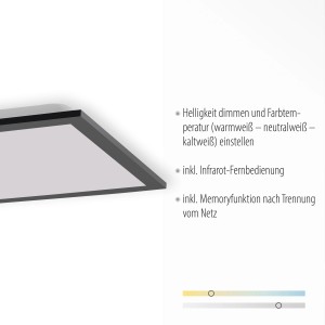 Schwarzes LED-Panel Flat, 119,5x29,5 cm, dimmbar, für Deckenmontage.